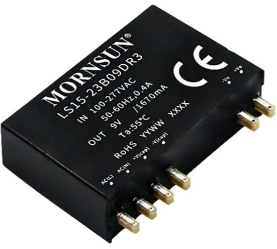Блок питания в кожухе MORNSUN LS15-23B12DR3 , AC/DC 15 Вт 12 В, SIP-монтаж, усиленная база для нагрузок 5038591