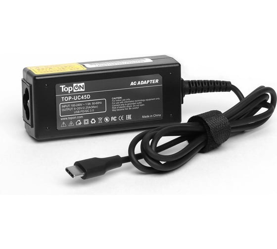 Блок питания TopOn 45W кабель Type-C, Power Delivery, Quick Charge 3.0, настольный TOP-UC45D 1