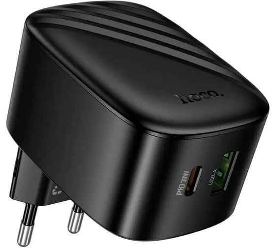 Зарядное устройство Hoco 30Вт, 3А, QC3.0/PD, 1xUSB, 1xType-C, CS102A, черный, коробка 6942007674430