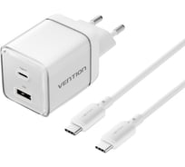 Набор для зарядки VENTION з/у GaN 70W 2 порта USB (C + A) и кабель USB-C 5А Белый TZ-FCGW0-EU