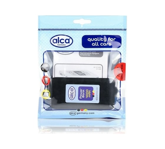 Мини зарядное устройство Alca 4000mAh, встроенный кабель USB и micro USB, черное 511640
