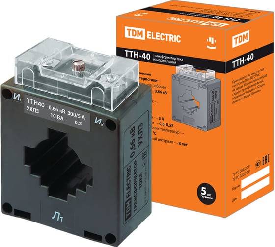 Трансформатор тока TDM ELECTRIC ТТН 40/300/5-10VA/0,5-Р SQ1101-1105 1