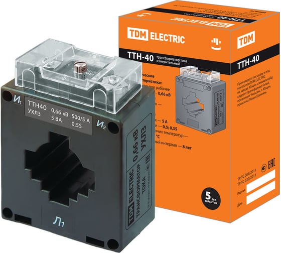 Трансформатор тока TDM ТТН 40/500/5- 5VA/0,5S-Р SQ1101-1101 1