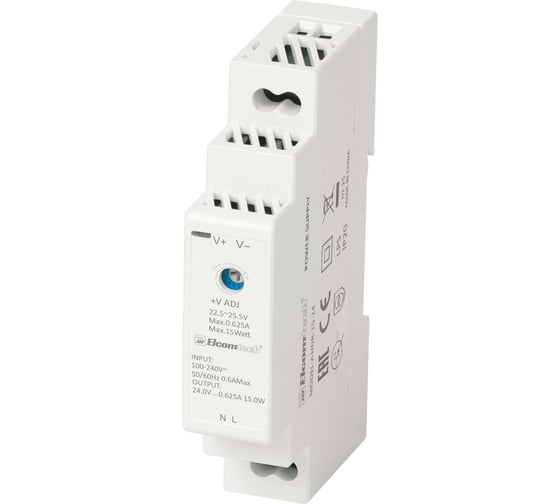 Блок питания ELCOMTECH A HDR-15-24 AC/DC на DIN рейку 15W 24V 0.63A 1х модуль УТ-00039966