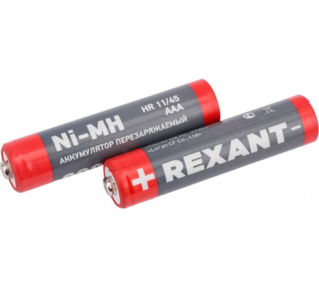 Мизинчиковый аккумулятор REXANT NiMH AAA 1.2 В 900 мАч 2 шт 30-1409