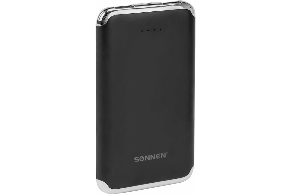 Внешний аккумулятор SONNEN 6000 mAh POWERBANK K611, 2 USB,  литий-полимерный, черный, 263029