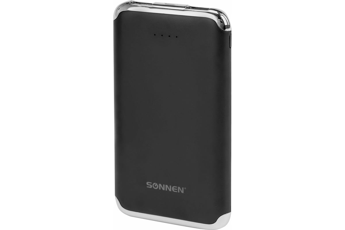 Внешний аккумулятор SONNEN 6000 mAh POWERBANK K611, 2 USB,  литий-полимерный, черный, 263029