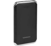 Внешний аккумулятор SONNEN 6000 mAh POWERBANK K611, 2 USB, литий-полимерный, черный, 263029