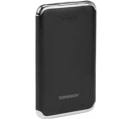 Внешний аккумулятор SONNEN 6000 mAh POWERBANK K611, 2 USB, литий-полимерный, черный, 263029