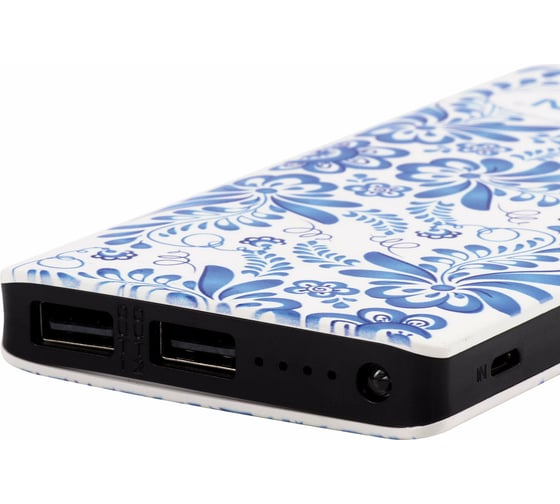 Внешний аккумулятор SONNEN POWERBANK V3802S гжель, 8000 mAh, 2 USB, литий-полимерный, 262916