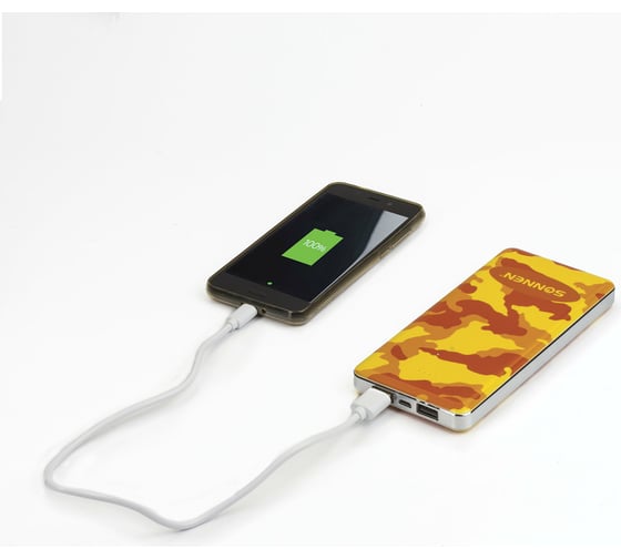 Внешний аккумулятор SONNEN POWERBANK V31 камуфляж-песок, 12000 mAh, 2 USB, литий-полимерный, 262917