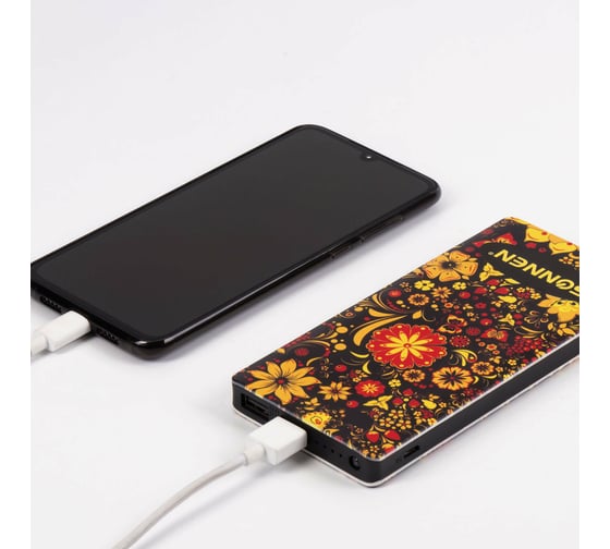 Внешний аккумулятор SONNEN POWERBANK V3802S хохлома, 8000 mAh, 2 USB, литий-полимерный, 262915