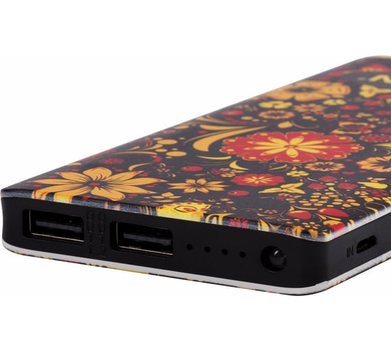 Внешний аккумулятор SONNEN POWERBANK V3802S хохлома, 8000 mAh, 2 USB, литий-полимерный, 262915