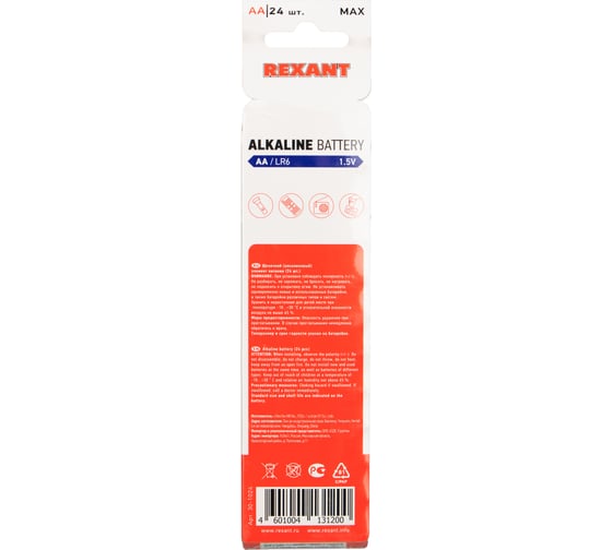 Алкалиновая батарейка REXANT AA, LR6 24 шт 30-1024