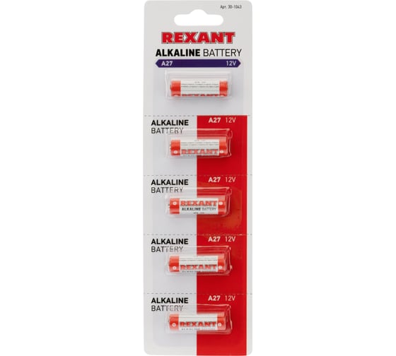 Батарейка REXANT 27A 12V 5 шт 30-1043