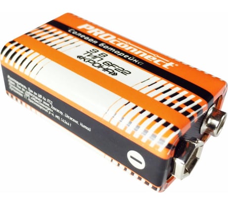 Солевая батарейка PROCONNECT 9V 6F22 Крона 30-0030