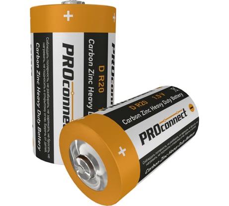 Солевая батарейка PROCONNECT D, R20 2 шт 30-0050