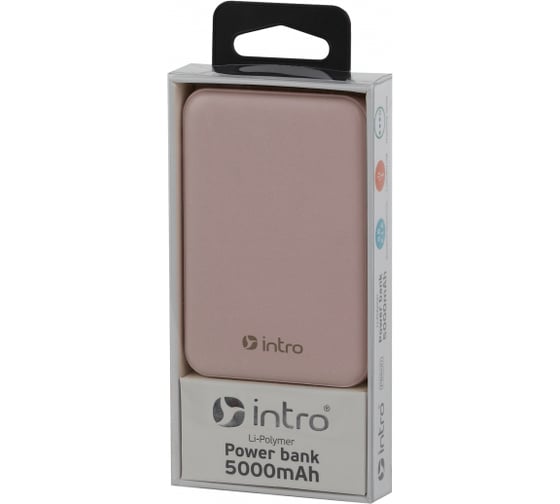 Портативная зарядка Intro PB600 USB зарядка, 25 Power bank 5000 mAh розовый Б0046321