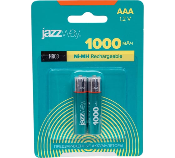 Аккумулятор Jazzway Jаzzway AAA/HR03 1.2В 1000мА.ч Ni-MH предзаряженный BL-2 (блистер 2шт) 5007932