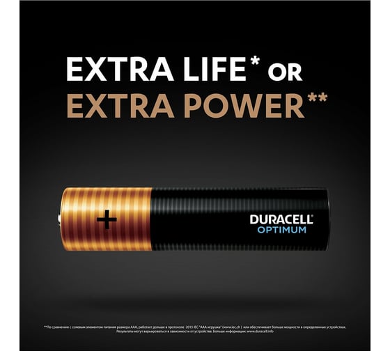 Батарейки Duracell Optimum щелочные, размера ААА, 8 шт., Б0056025