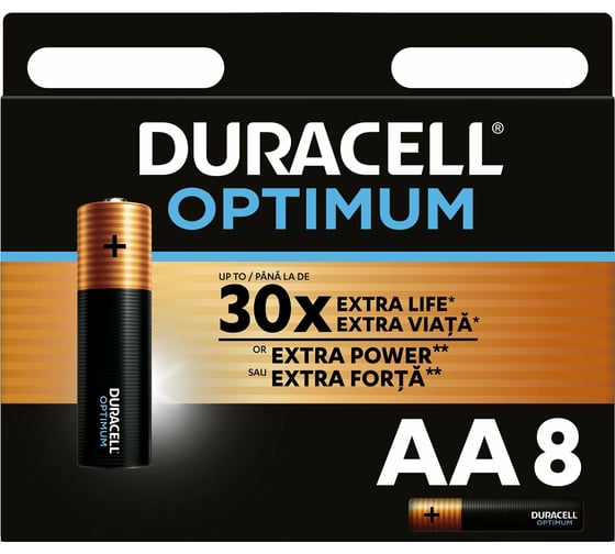 Батарейки Duracell Optimum щелочные, размера АА, 8 шт., Б0056024 1