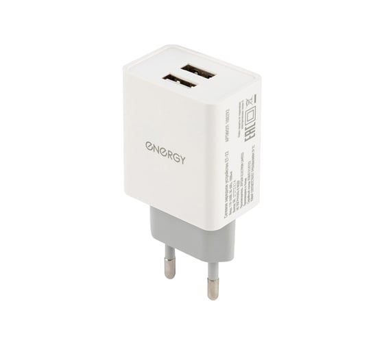 Сетевое зарядное устройство Energy ET-22 2 USB разъёма 2.1А цвет - белый 100292