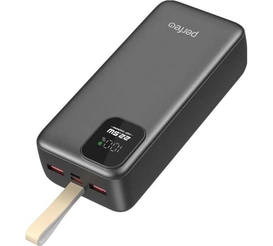 Powerbank Perfeo 30000 mAh/LED дисплей/PD + QC 3.0/Type-C/2 USB/Выход: 5A, max 22.5W/Black PF_E2086