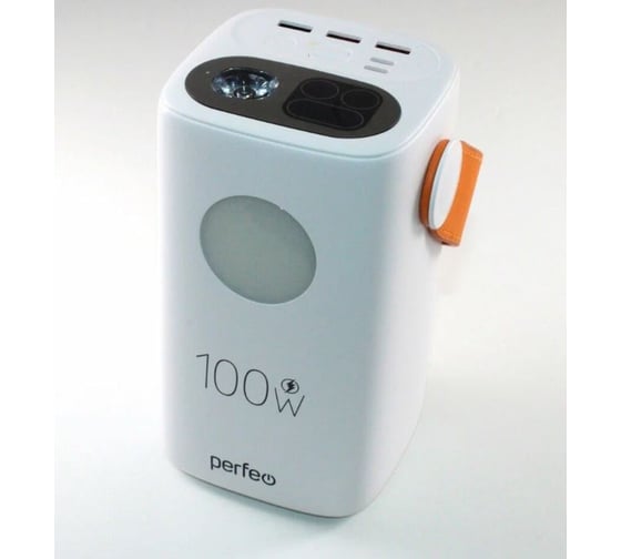 Powerbank Perfeo MOON 100W 60000 mAh/LED дисплей/PD+QC 3.0/2Type-C/3 USB/Выход:5A,max 100W/White_ 30025087