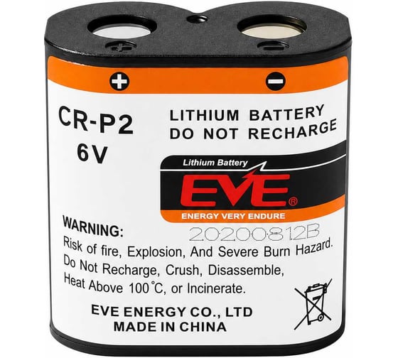 Литиевая батарейка для фотоаппаратов, GPS-трекеров, датчиков, Li-MnO2 EVE Energy CR-P2 5574842