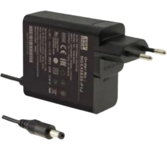 Адаптер MEAN WELL NGE45E15-P1J 45Вт 15В, в розетку, класс II, защита от КЗ, перегрузки и перенапряжения, ультратонкий 6119590