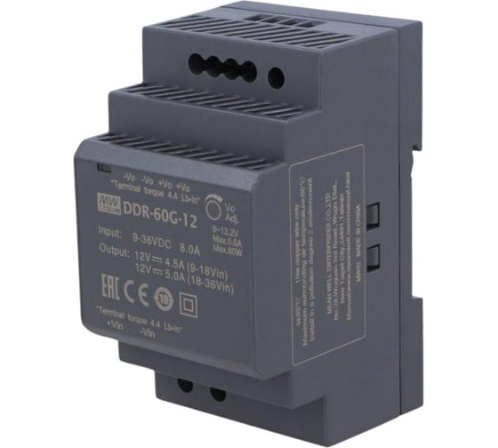 Блок питания на DIN-рейку MEAN WELL DDR-60G-12 DC/DC 60 Вт 12 В 2791877