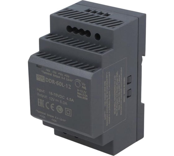 Блок питания на DIN-рейку MEAN WELL DDR-60L-12 DC/DC 60 Вт 12 В 2791881