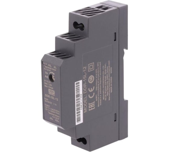 Блок питания на DIN-рейку MEAN WELL DDR-15L-12 DC/DC 15 Вт 12 В 2791869