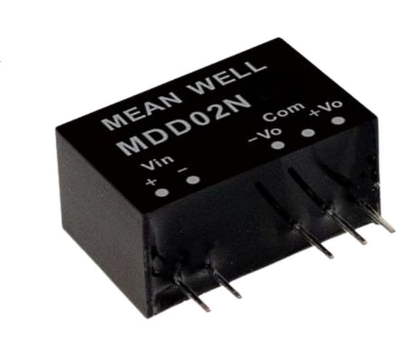 Преобразователь на печатную плату MEAN WELL MDD02N-05 1 Вт 12 В, изолированный в корпусе SIP-7, биполярный выход, для медицинских устройств стандарт EN60601-1 (1xMOPP/2x 5299109