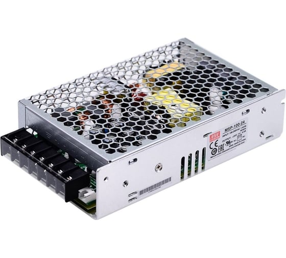 Блок питания в кожухе на шасси MEAN WELL MSP-100-24 с коррекцией мощности, дистанционным управлением, усиленная изоляция, низкий ток утечки, для медицинских устройств E 1070900