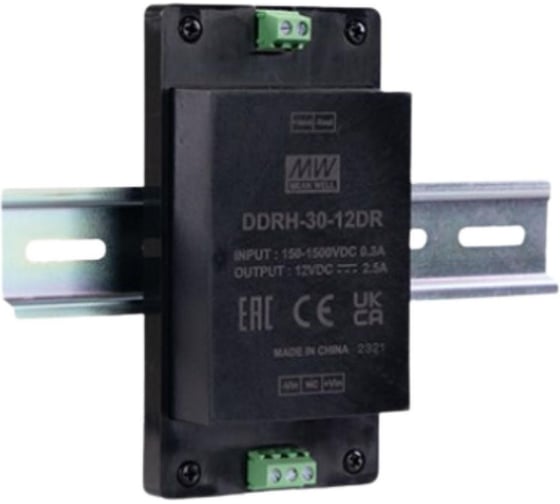 Блок питания DC/DC MEAN WELL DDRH-30-12DR на DIN-рейку мощностью, 30 Вт 12 В, высоковольный, ультраширокий диапазон входного напряжения 6204109