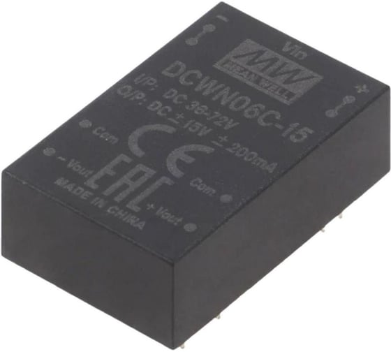 DC/DC-преобразователь на печатную плату в корпусе MEAN WELL DCWN06C-15 DIP-24 изолированный 6 Вт 15 В 3625320