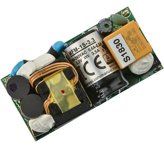 Открытый блок питания на печатную плату MEAN WELL MFM-15-3.3 15 Вт 3.3 В, усиленная изоляция, низкий ток утечки, ЭМС по классу B, для медицинских устройств 3417828
