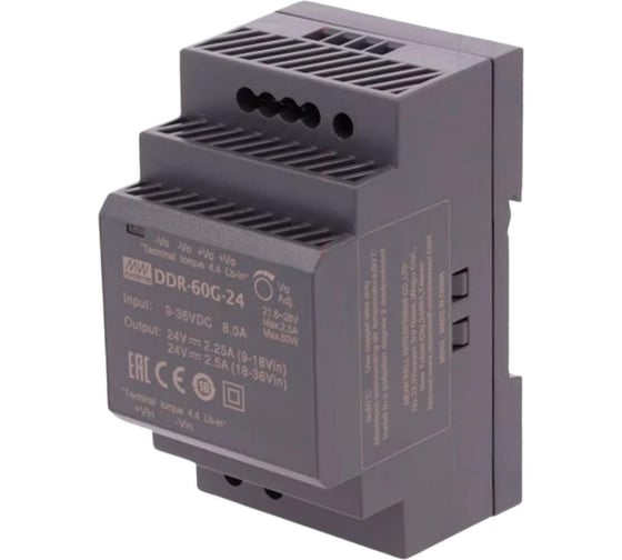 Блок питания на DIN-рейку MEAN WELL DDR-60G-24 DC/DC 60 Вт 24 В 2791638