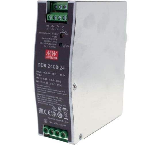 Блок питания на DIN-рейку MEAN WELL DDR-240B-24 DC/DC 240 Вт 24 В 3409298