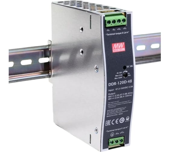 Блок питания на DIN-рейку MEAN WELL DDR-120D-48 DC/DC 120 Вт 48 В 2791862