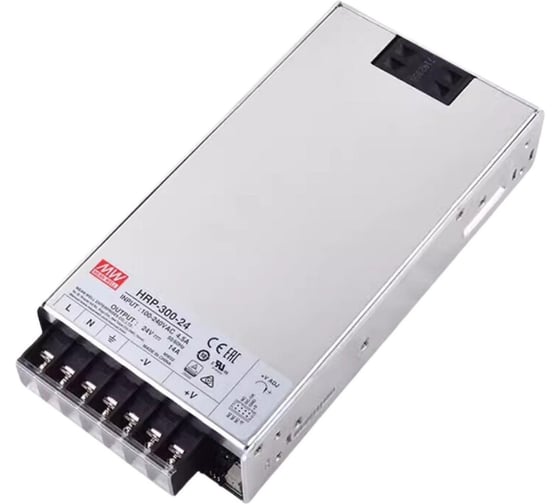 Импульсный источник питания MEAN WELL HRP-300-24 300Вт 24В, высокая эффективность, универсальный вход, активная PFC, вентилятор, индикатор DC OK, функции защиты для пром 568210