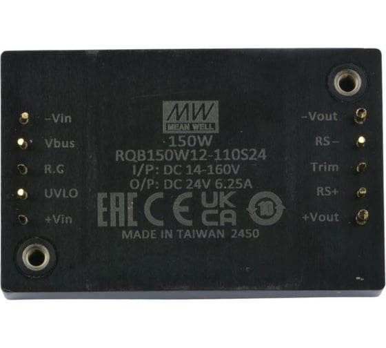 DC/DC с ультрашироким входом в корпусе MEAN WELL RQB150W12-110S24 1/4 Brick, 14...160 В DC, 150 Вт, 24 В 6497218