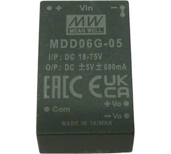 DC/DC-преобразователь на печатную плату изолированный MEAN WELL MDD06G-05 биполярный выход, для медицинских устройств стандарт EN60601-1 (2xMOPP) в корпусе DIP-24 6 В 3943364