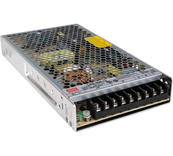 Блок питания на шасси MEAN WELL LRS-200-12 200Вт 12В 17А в кожухе, пассивное охлаждение, LED-индикатор питания, комплекс защит, высокая рабочая температура, низкое энерг 1871264