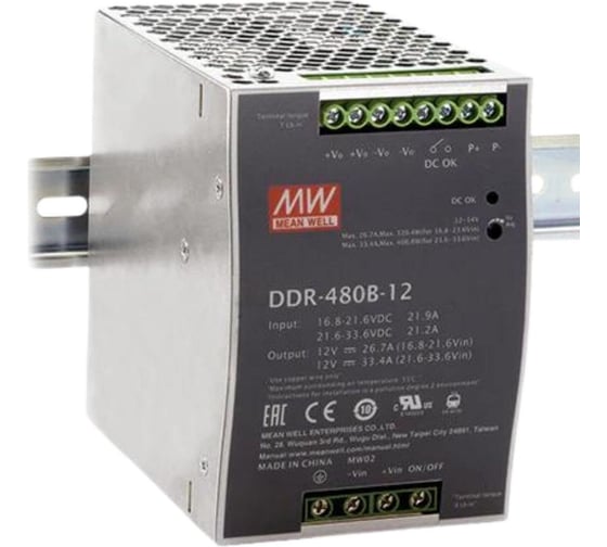 Блок питания на DIN-рейку Mean Well DDR-480B-12, DC/DC 400 Вт 12 В, 3650306