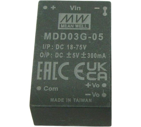 DC/DC-преобразователь на печатную плату изолированный MEAN WELL MDD03G-05 биполярный выход, для медицинских устройств стандарт EN60601-1 (2xMOPP) в корпусе DIP-24 3 В 3943359