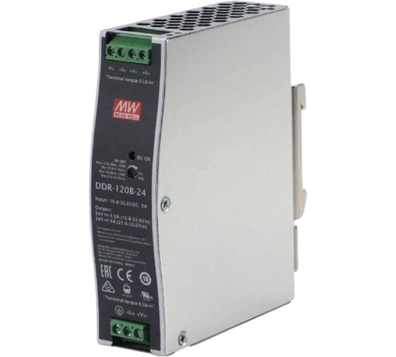 Блок питания на DIN-рейку MEAN WELL DDR-120B-24 DC/DC 120 Вт 24 В 2783572