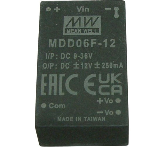 DC/DC-преобразователь на печатную плату изолированный MEAN WELL MDD06F-12 биполярный выход, для медицинских устройств стандарт EN60601-1 (2xMOPP) в корпусе DIP-24 6 В 3943363
