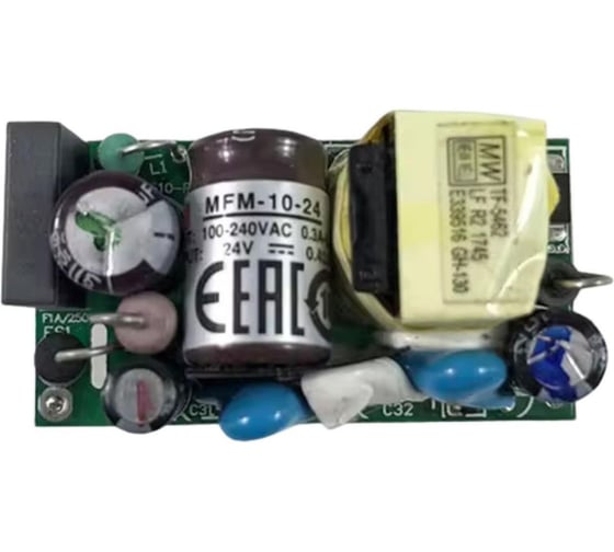 Открытый блок питания на печатную плату MEAN WELL MFM-10-24 усиленная изоляция, ЭМС по классу B, низкий ток утечки, для медицинских устройств EN60601-1 (2xMOPP), AC/DC 3092974